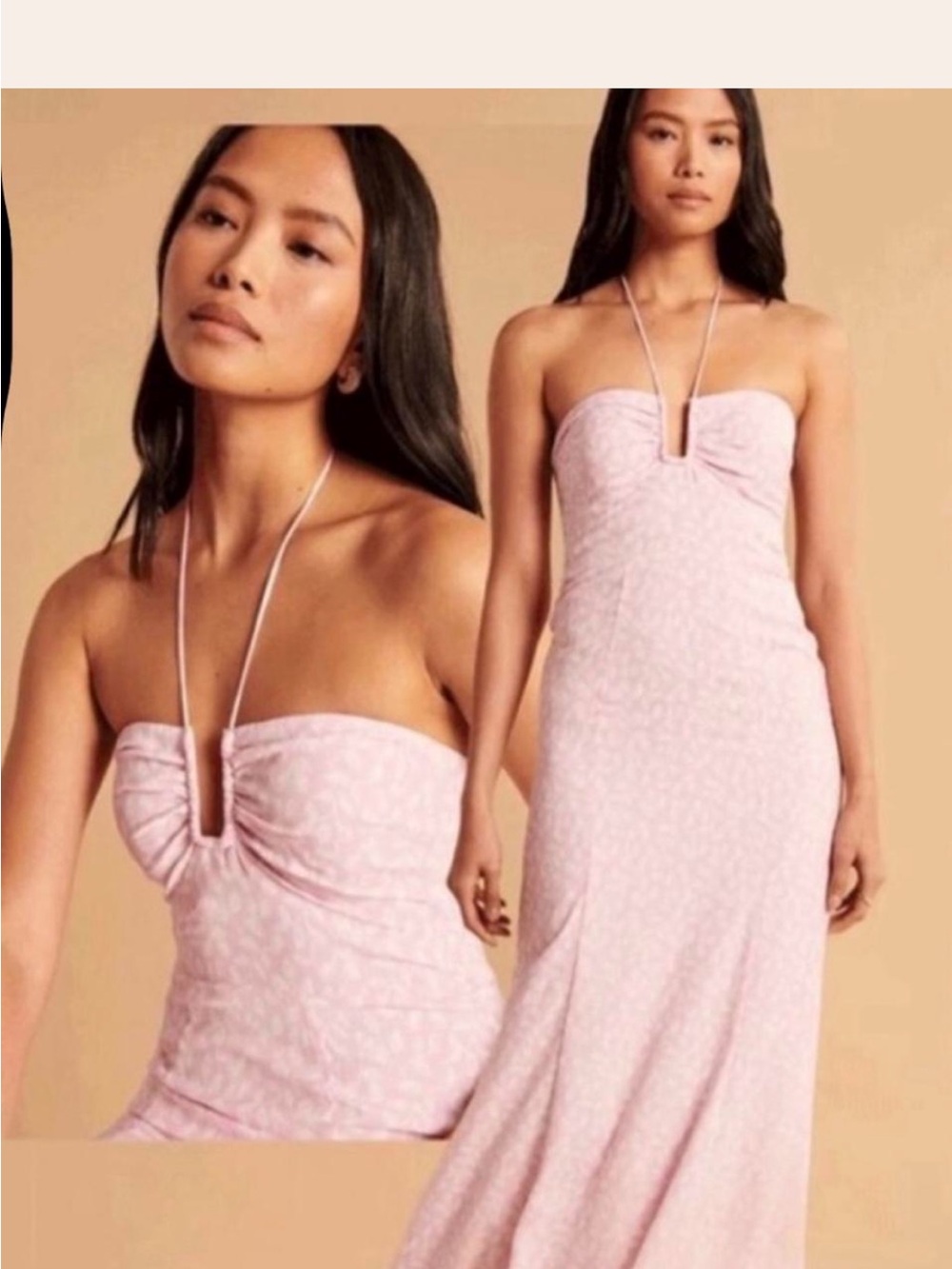 Abercrombie and Fitch Halter Strapless Baby Pink Maxi Dress